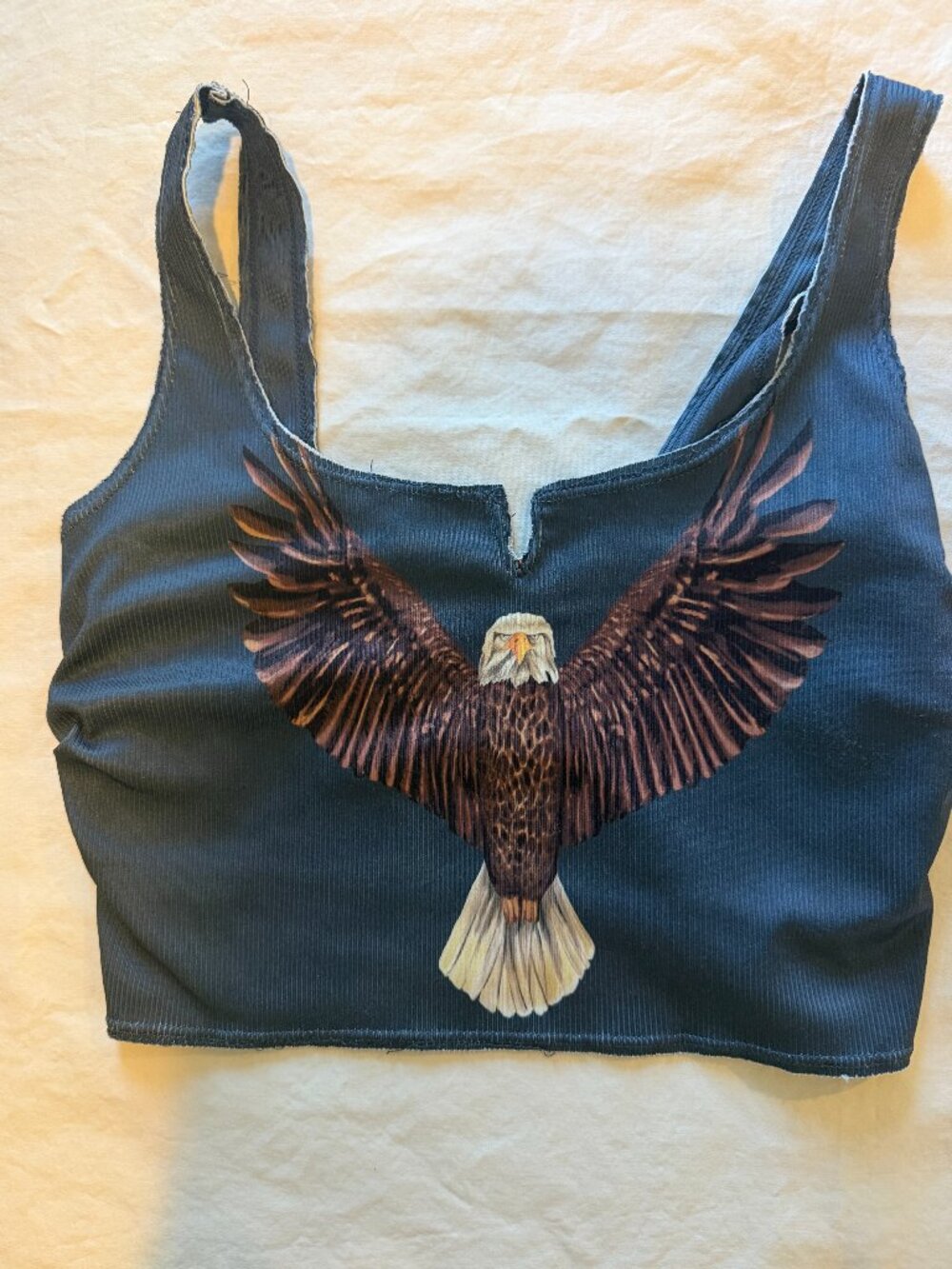 American Eagle Graphic Cropped Tank Top Built-In Bra Size S